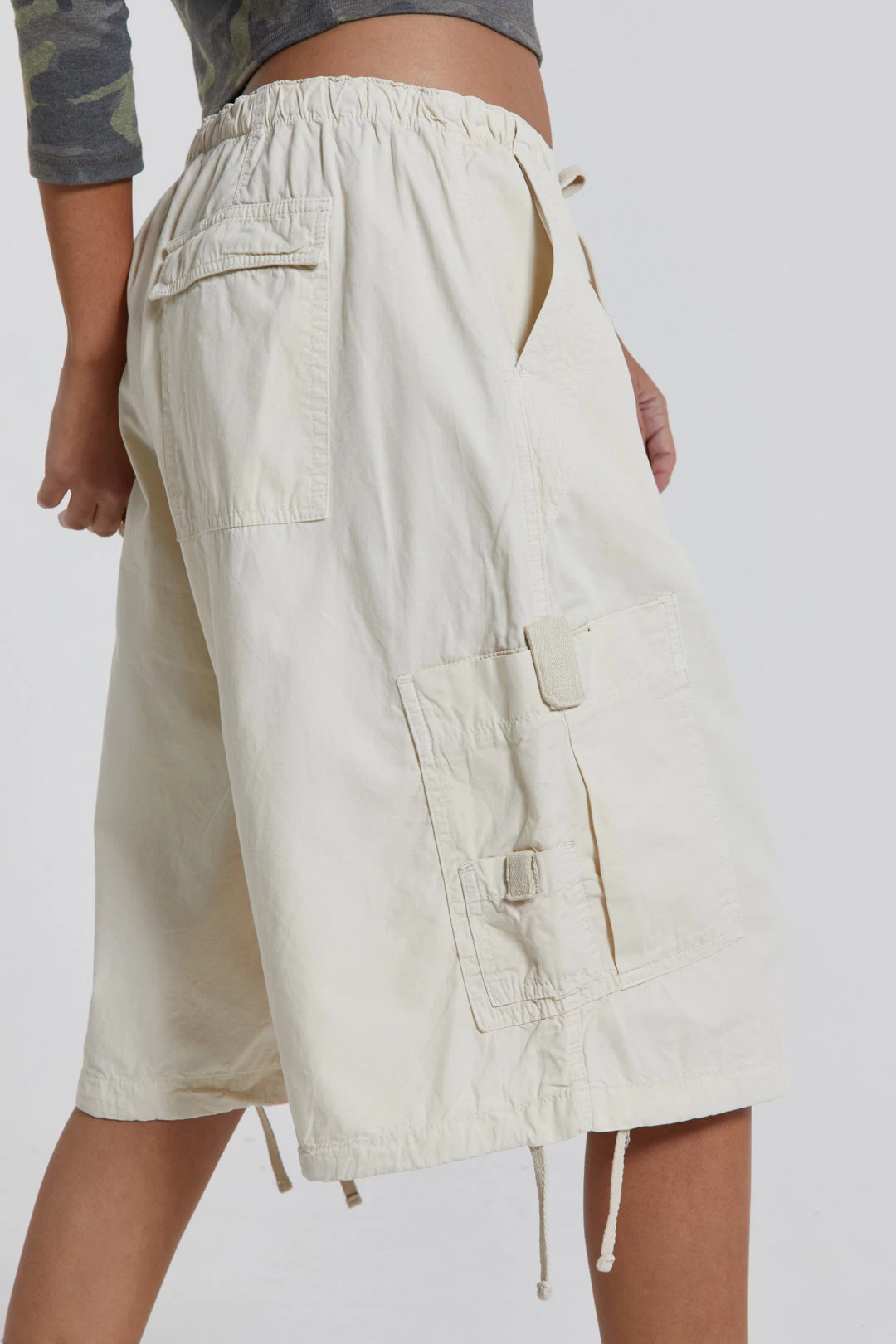 Jaded London Ecru Parachute Cargo Shorts - Image 5