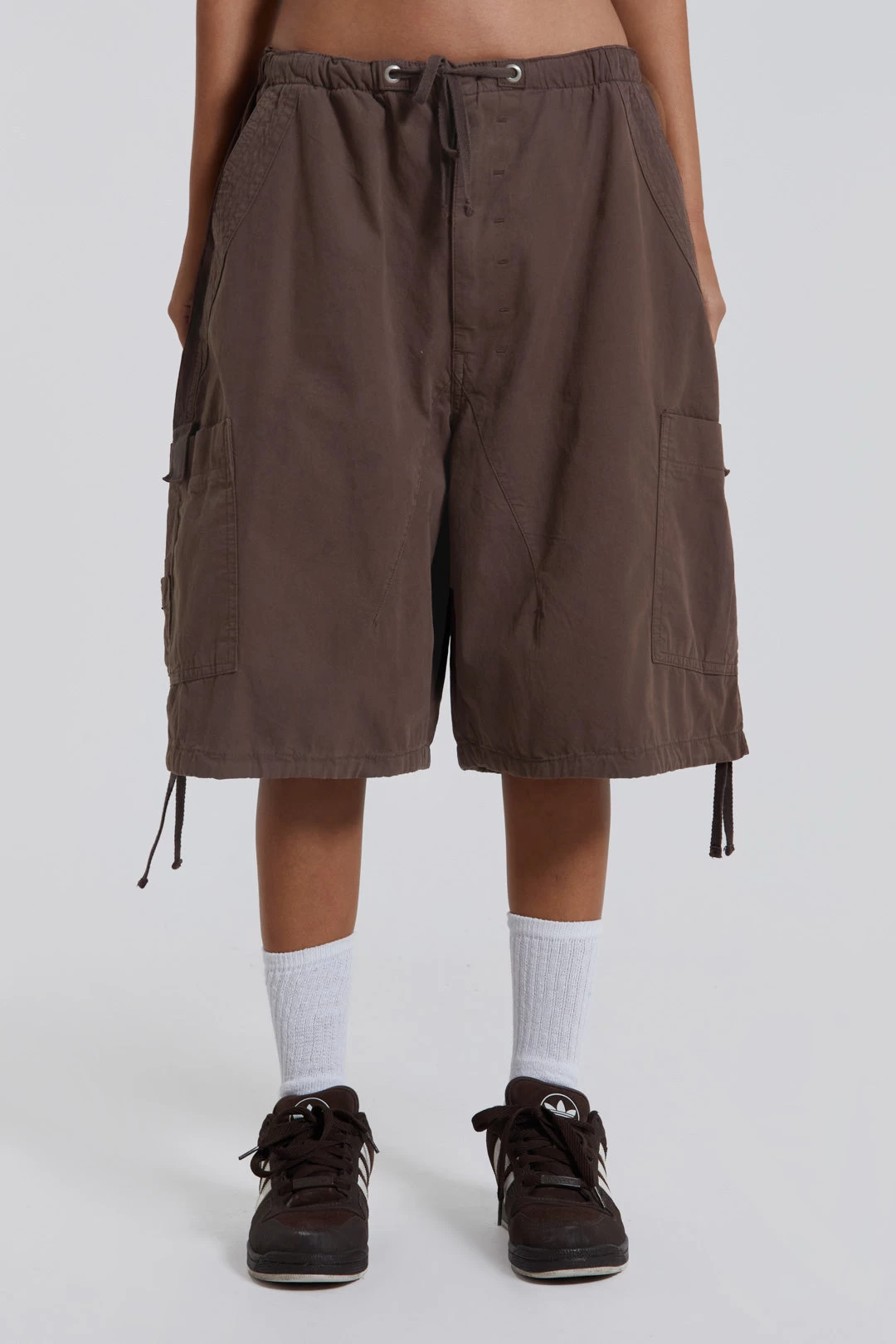 Jaded London Brown Parachute Cargo Shorts - Image 3