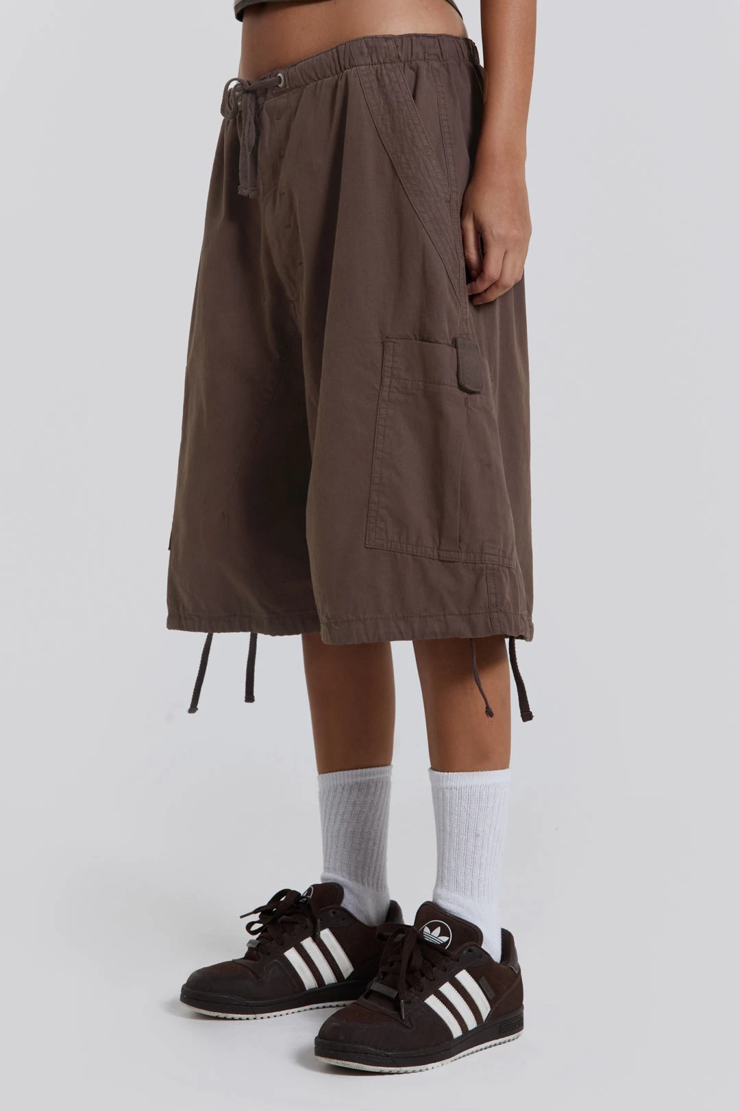 Jaded London Brown Parachute Cargo Shorts - Image 2