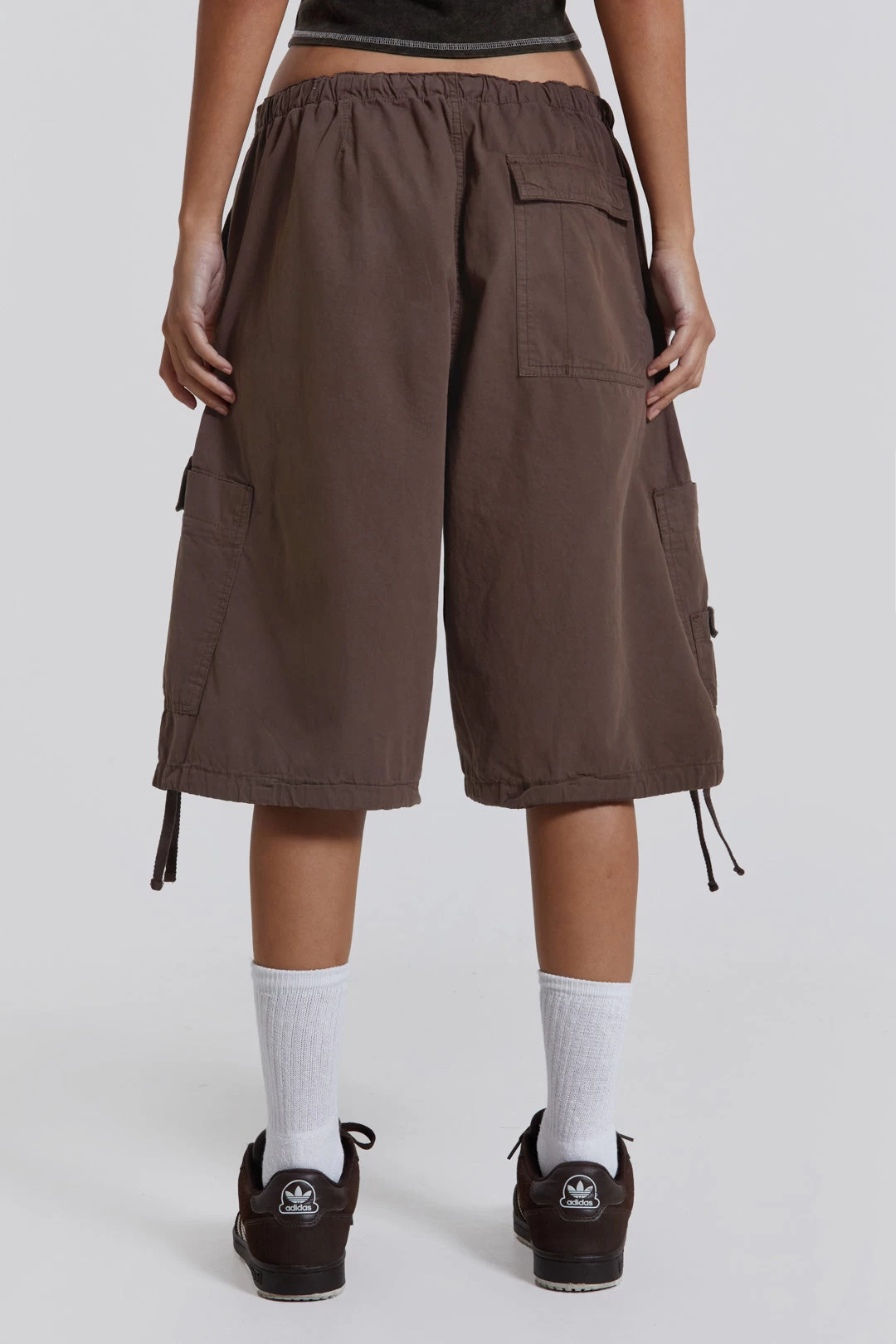 Jaded London Brown Parachute Cargo Shorts - Image 4