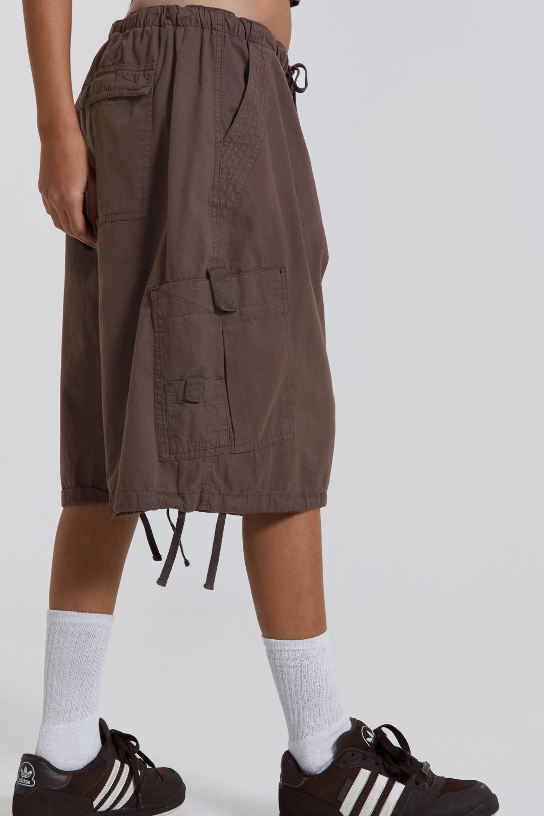 Jaded London Brown Parachute Cargo Shorts - Image 7