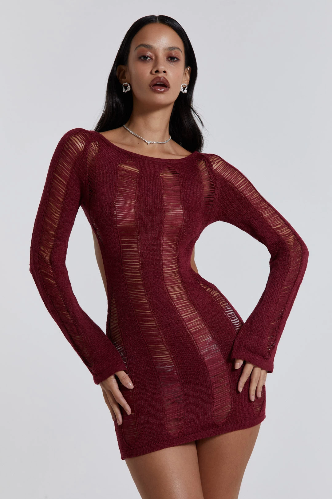 Jaded London Burgundy Umbra Dress - Image 3