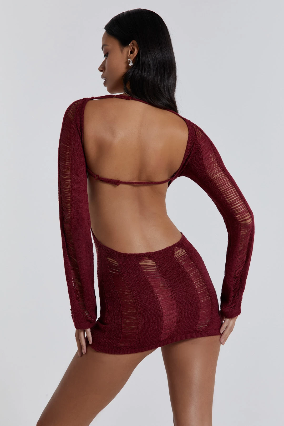Jaded London Burgundy Umbra Dress - Image 4