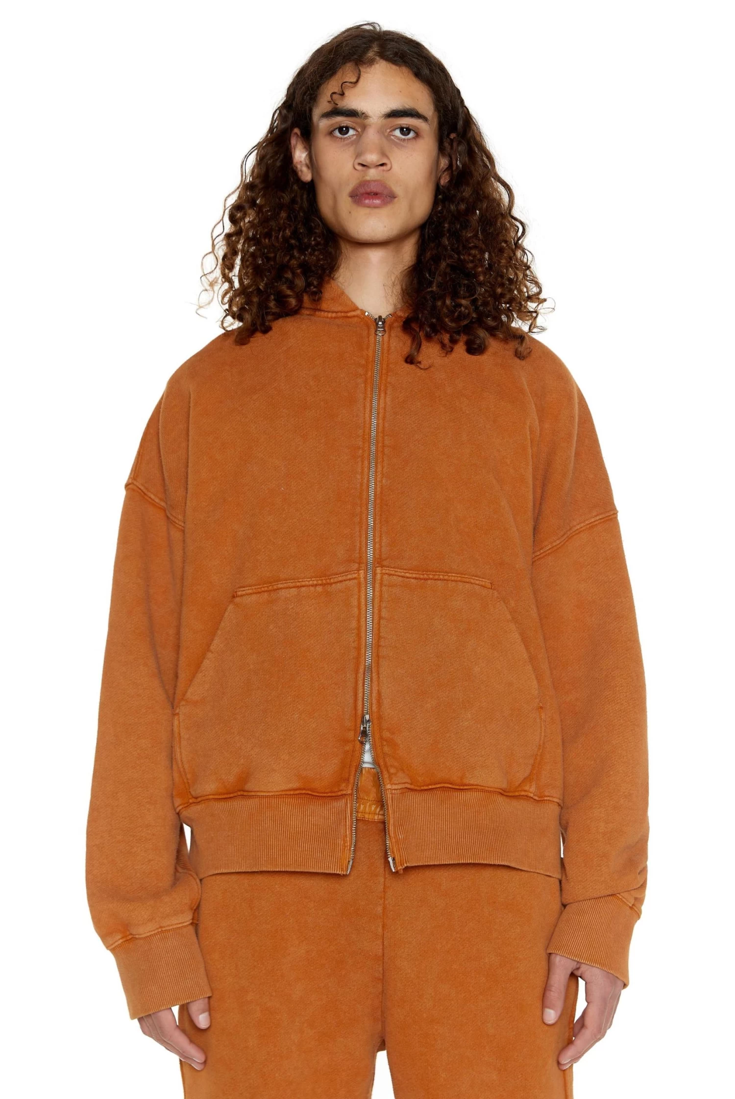 NTRLS Rust Orange Oversized Zip Through Hoodie