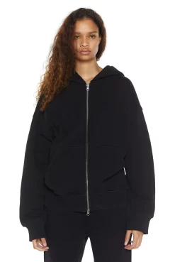 Jaded London NTRLS Dust Black Oversized Zip Through Hoodie