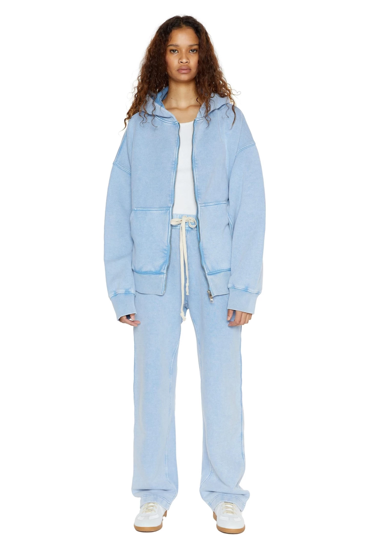 Jaded London NTRLS Powder Blue Oversized Zip Through Hoodie - Image 3