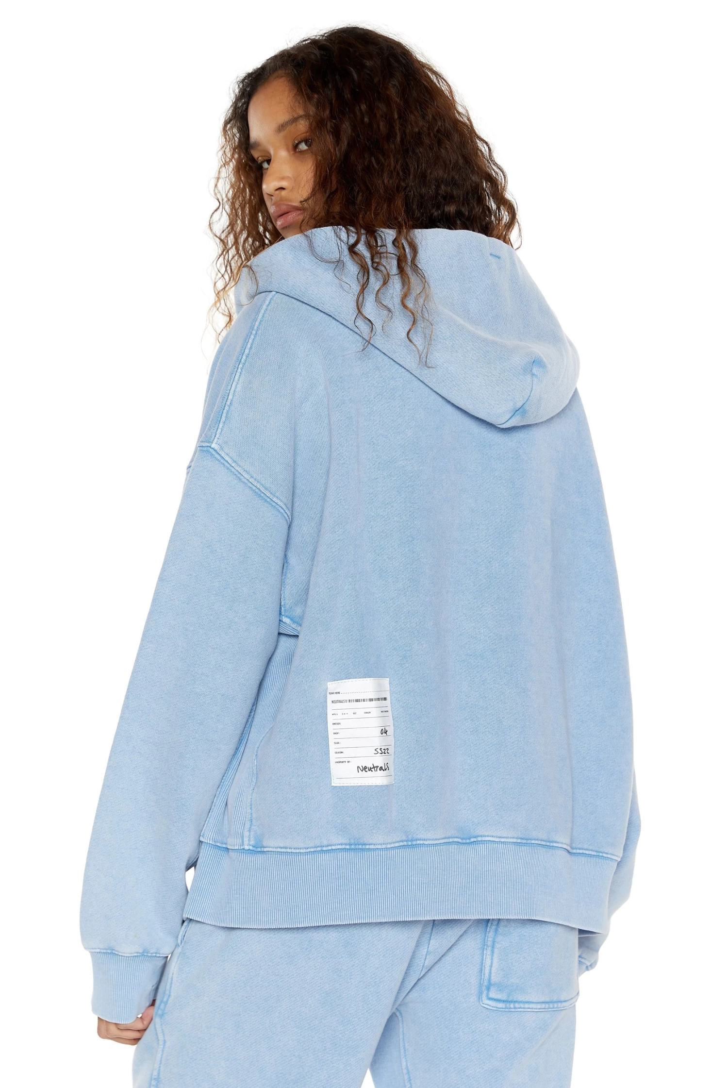 Jaded London NTRLS Powder Blue Oversized Zip Through Hoodie - Image 4